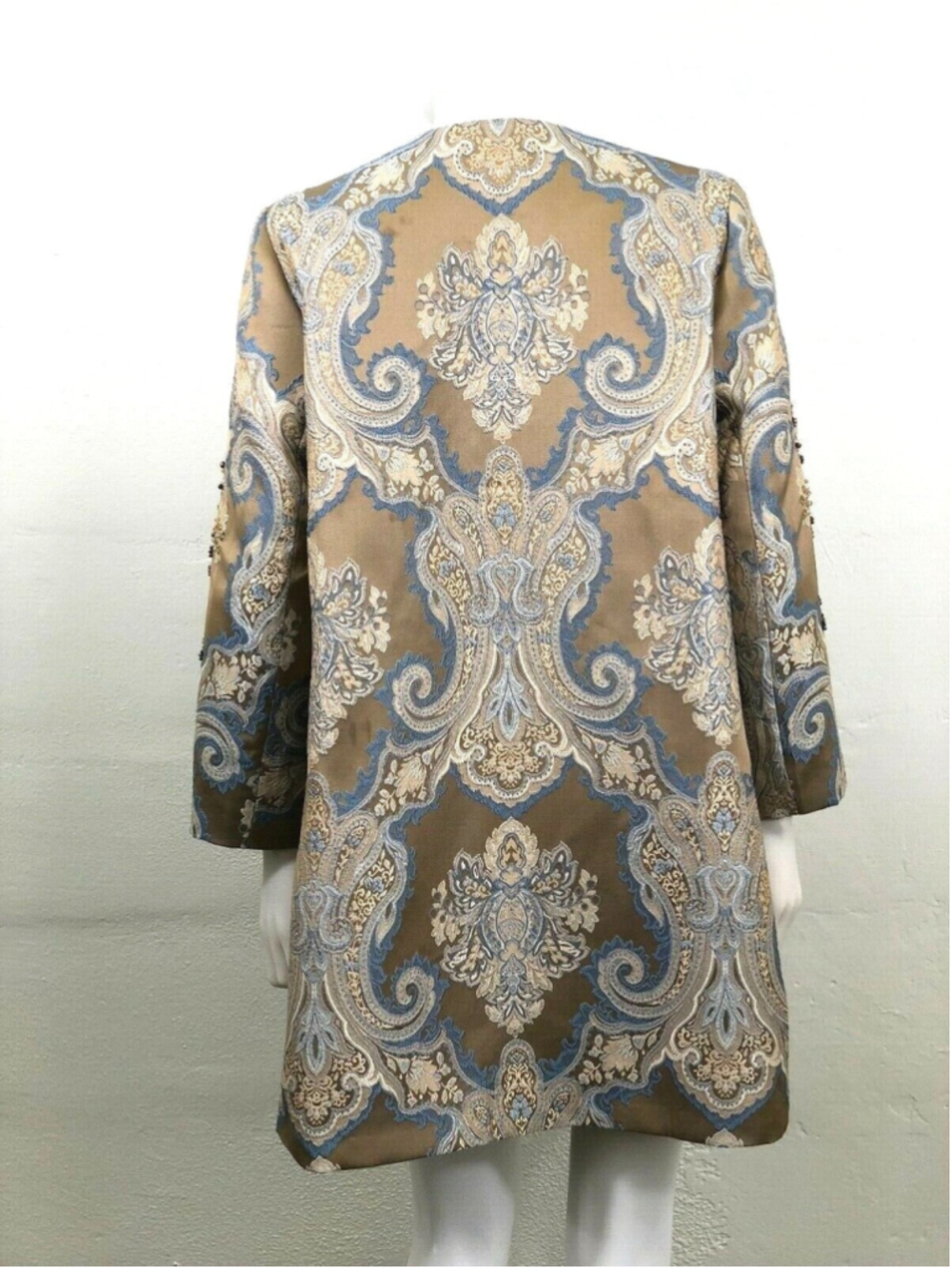 Women Kimono Coat JOY Couture Beige Floral Jacquard size L - Picture 2 of 2